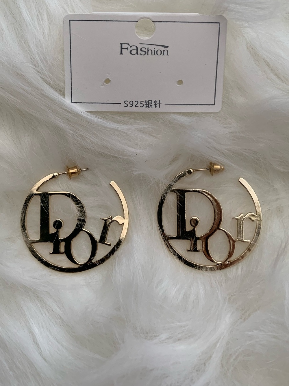 Gold Tone 'Dior' Hoop Earrings - Gold Tone